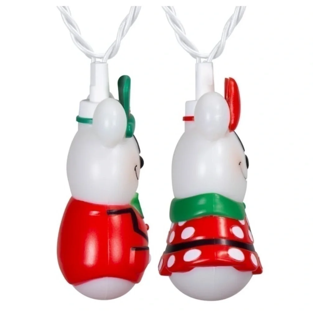 Disney Mickey Minnie Mouse Snowman String Lights NEW 8 Count 7 ft Christmas